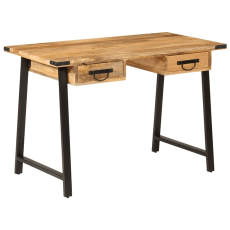 Vidaxl bureau met lades 105x55x70 cm massief mangohout en ijzer