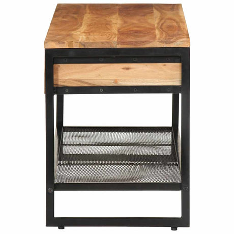 Vidaxl schoenenbankje 110x35x45 cm massief acaciahout en ijzer
