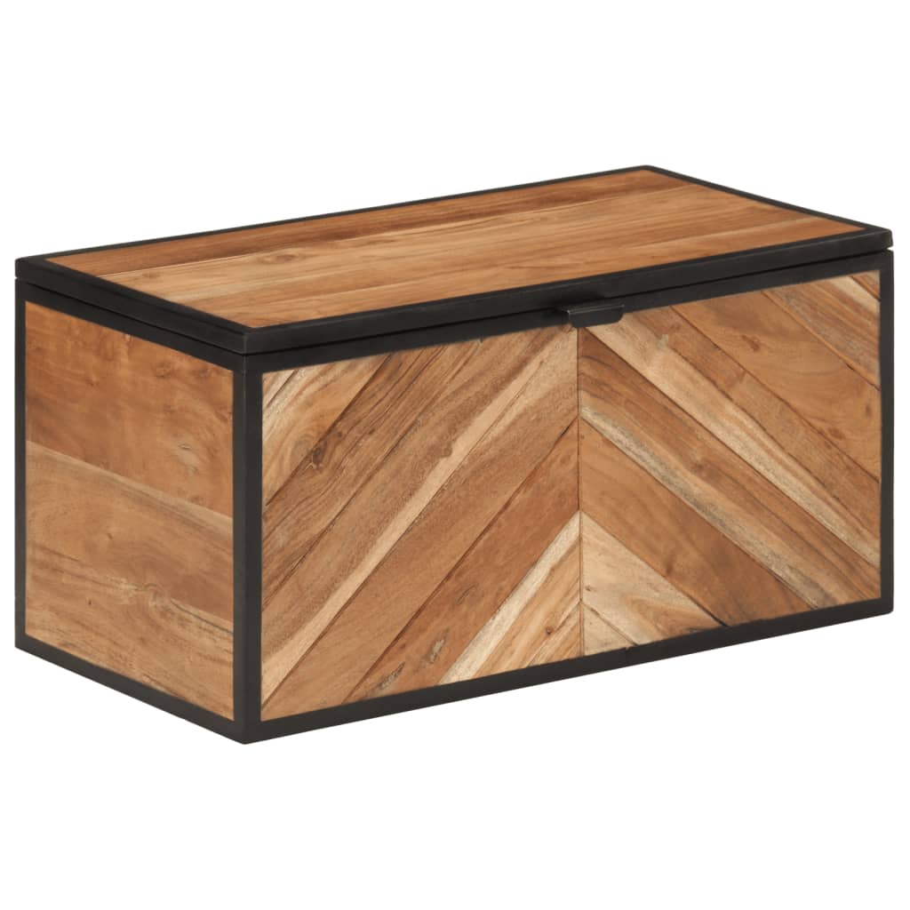 Caja de almacenamiento Vidaxl 60x30x30 cm Acacia sólida de madera y hierro