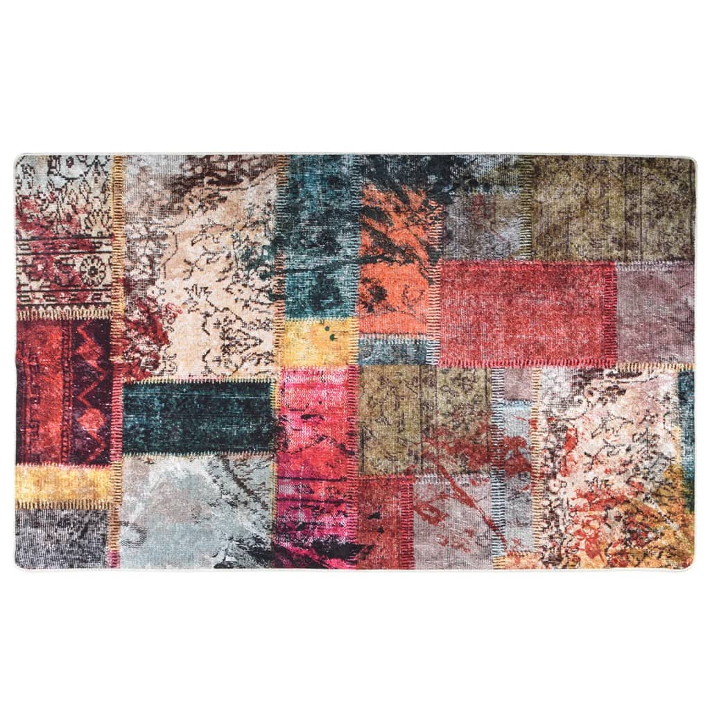 Vidaxl tæppe vaskbart anti-slip 120x170 cm patchwork flerfarvet