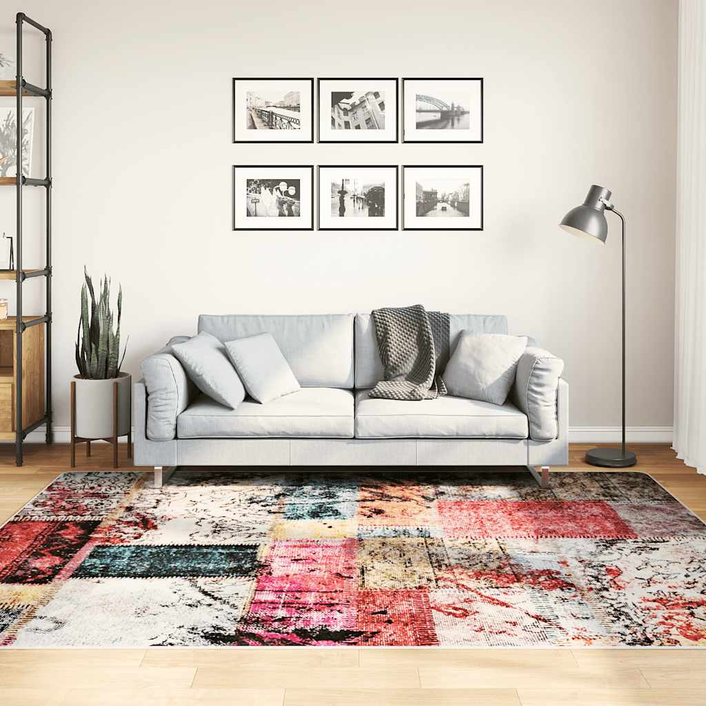 Vidaxl vloerkleed wasbaar anti-slip 150x230 cm patchwork meerkleurig