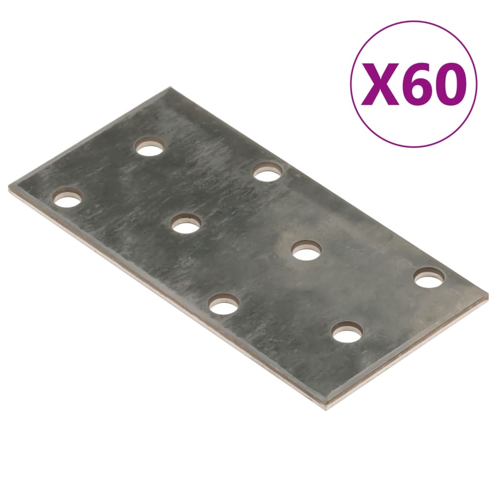 VIDAXL -Platten perforiert 60 PCs 2 mm 80 x 40 mm verzinkter Stahl