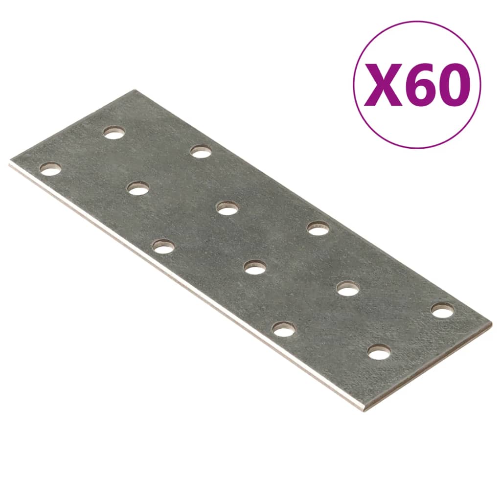 Vidaxl plošče perforirane 60 pcs 2 mm 120x40 mm pocinkano jeklo