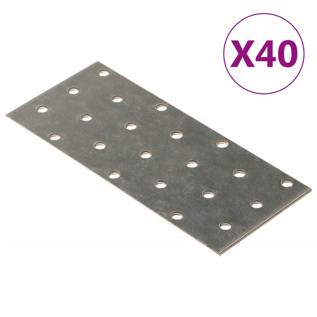 Vidaxl -plattor perforerade 40 st 2 mm 140x60 mm galvaniserat stål