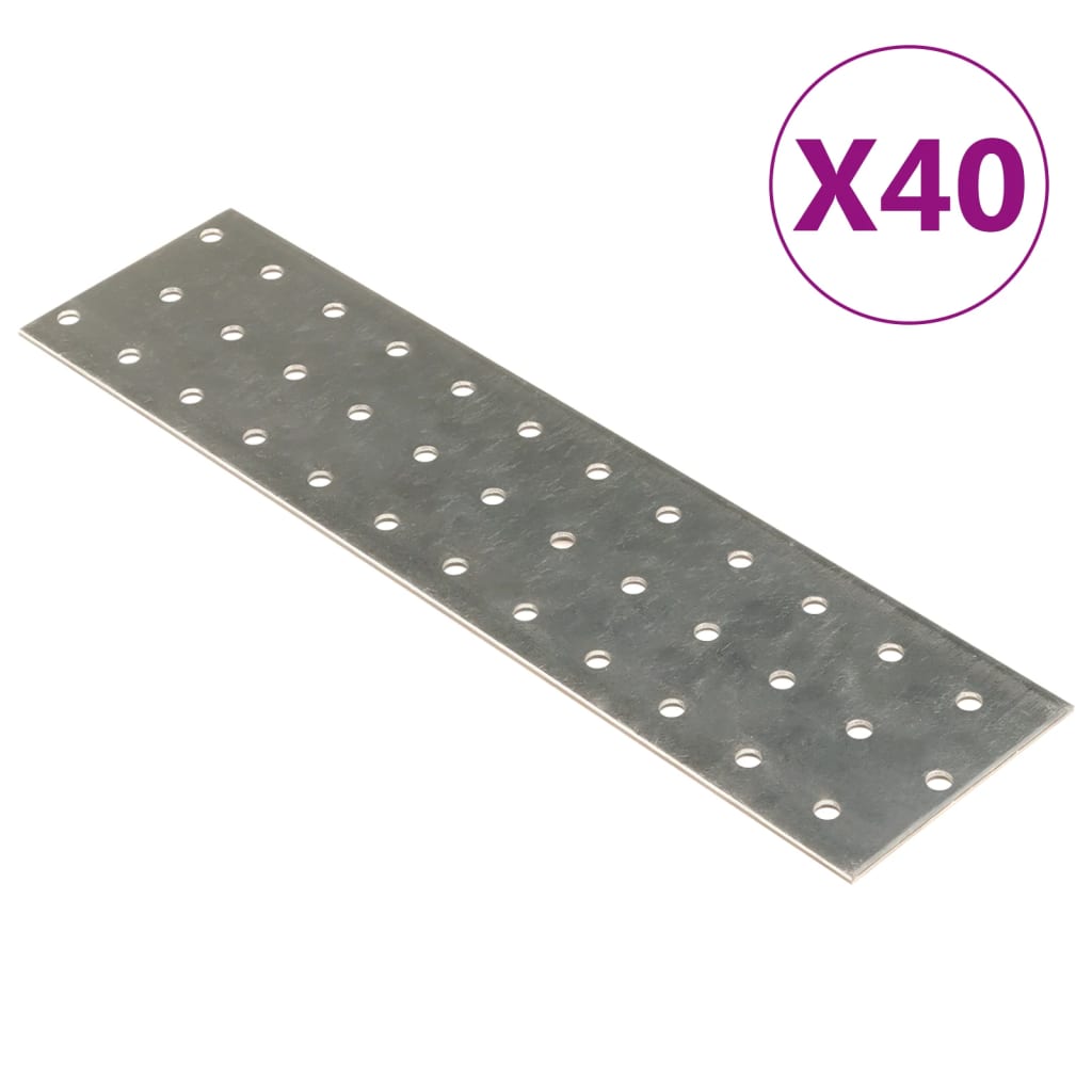 Placas Vidaxl perforadas 40 PCS 2 mm 240x60 mm de acero galvanizado