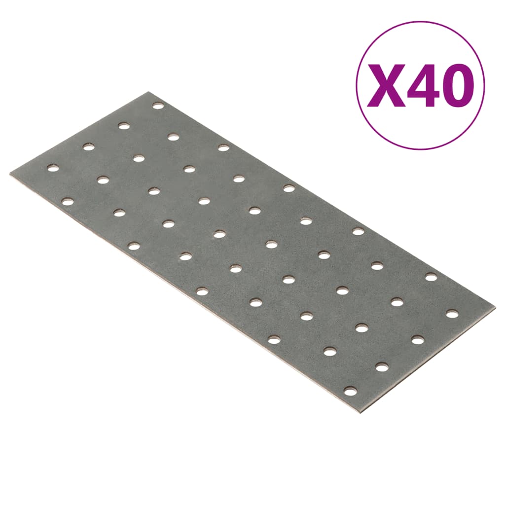 Piastre vidaxl perforato 40 pezzi 2 mm 200x80 mm in acciaio zincato