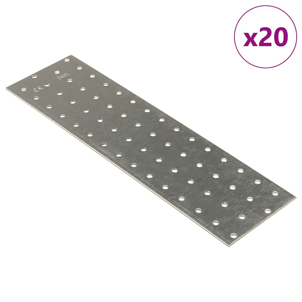 Vidaxl -plader perforeret 20 stk 2 mm 300x80 mm galvaniseret stål