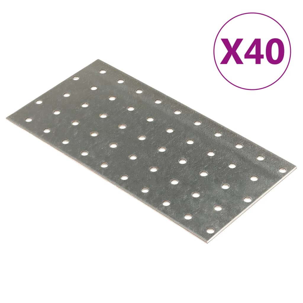 VIDAXL -Platten perforiert 40 PCs 2 mm 200x100 mm verzinkter Stahl