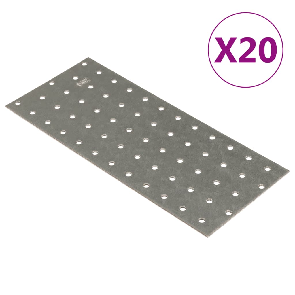 Piastre vidaxl perforato 20 pezzi 2 mm 240x100 mm in acciaio zincato