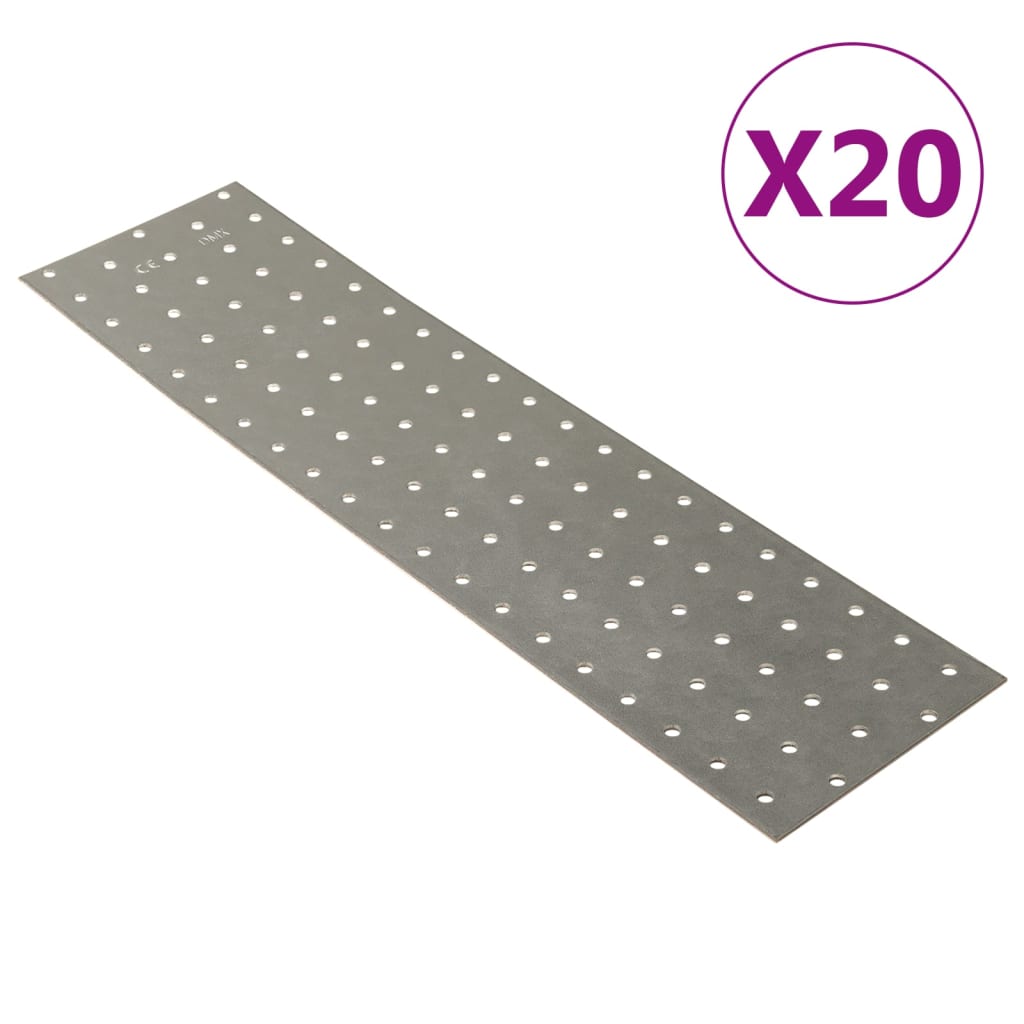 VIDAXL -Platten perforiert 20 PCs 2 mm 400x100 mm verzinkter Stahl