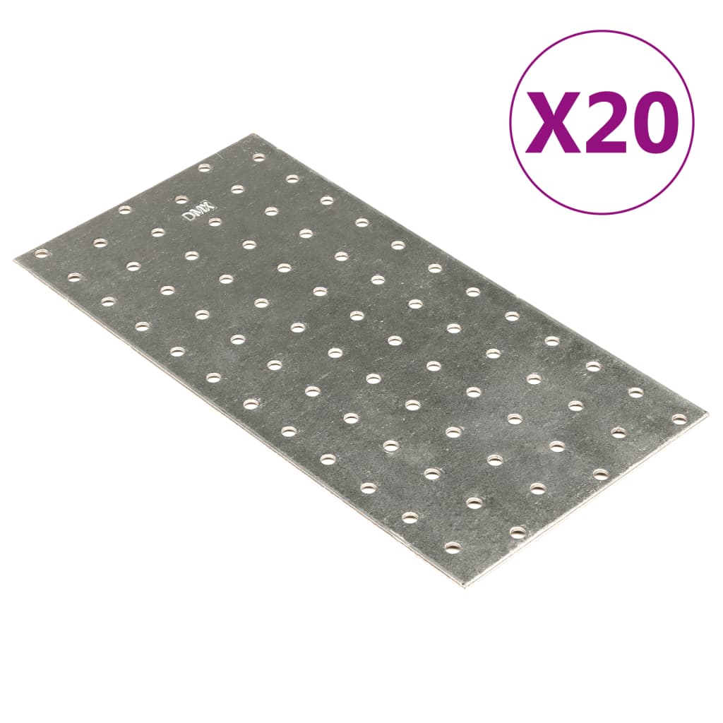 Placas Vidaxl perforadas 20 PCS 2 mm 240x120 mm de acero galvanizado