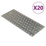 Vidaxl plošče perforirane 20 psov 2 mm 300x120 mm pocinkano jeklo