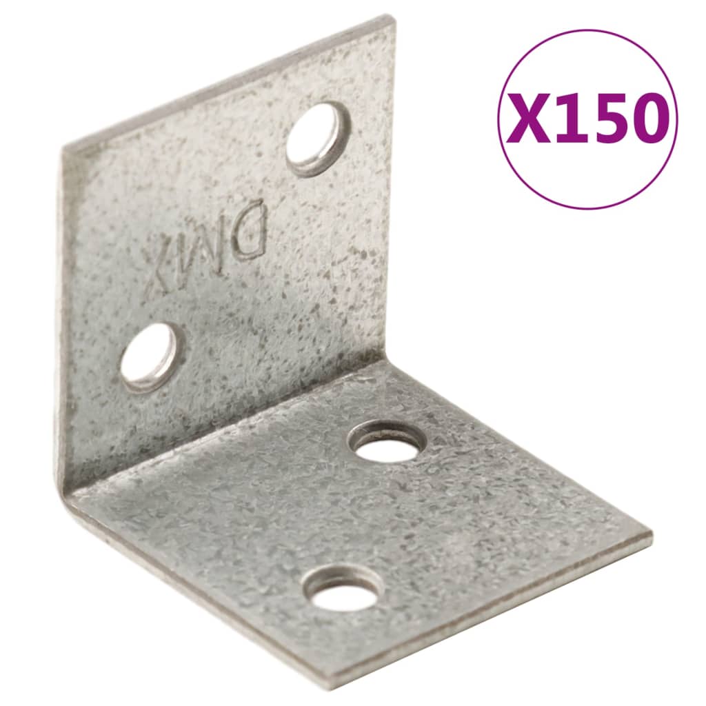 Vidaxl Hoek Brackets 150 stykker 30x25x30 mm galvaniseret stål 2 mm tyk