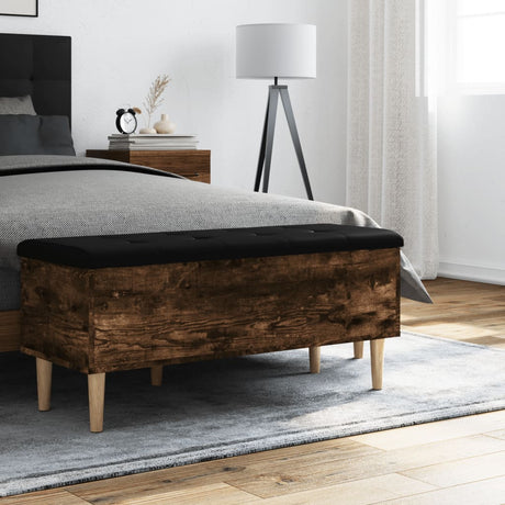 Vidaxl opbergbankje 102x42x46 cm bewerkt hout gerookt eikenkleurig