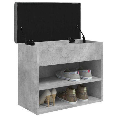 Vidaxl schoenenbankje 62x32x50 cm bewerkt hout betongrijs