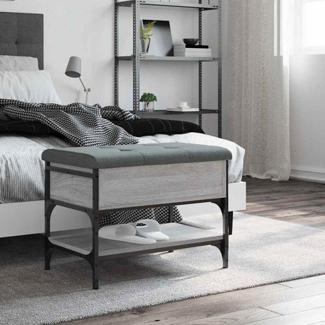 Vidaxl schoenenbank 62x42x45 cm bewerkt hout grijs sonoma eikenkleurig