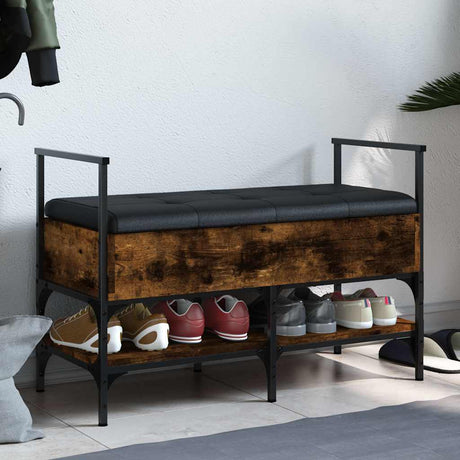Vidaxl schoenenbank 85,5x42x57,5 cm bewerkt hout gerookt eikenkleurig