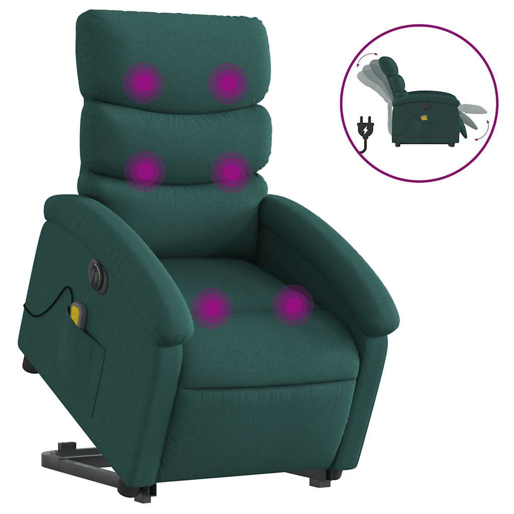 Vidaxl sta-op-massagestoel elektrisch verstelbaar stof donkergroen