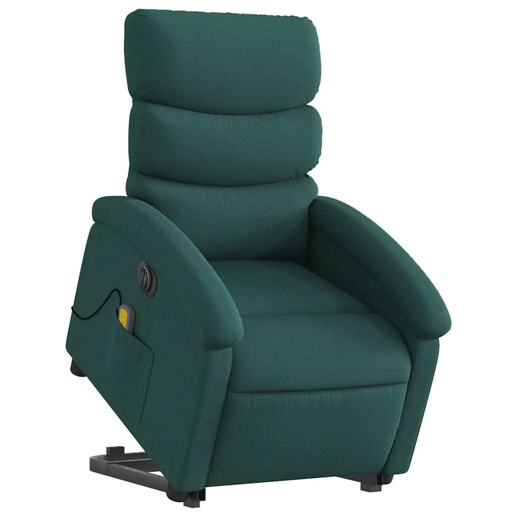Vidaxl sta-op-massagestoel elektrisch verstelbaar stof donkergroen