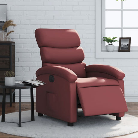 Vidaxl fauteuil verstelbaar elektrisch kunstleer wijnrood