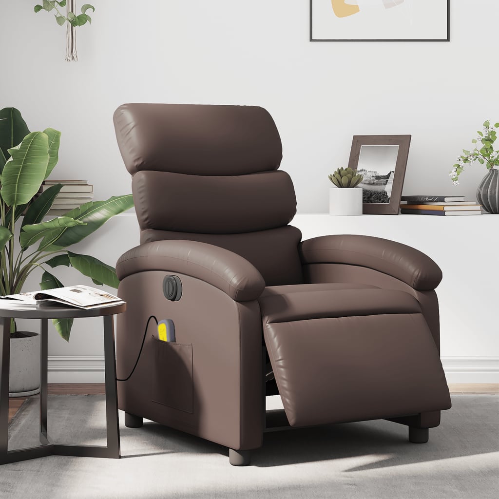 Vidaxl massagestoel verstelbaar elektrisch kunstleer bruin