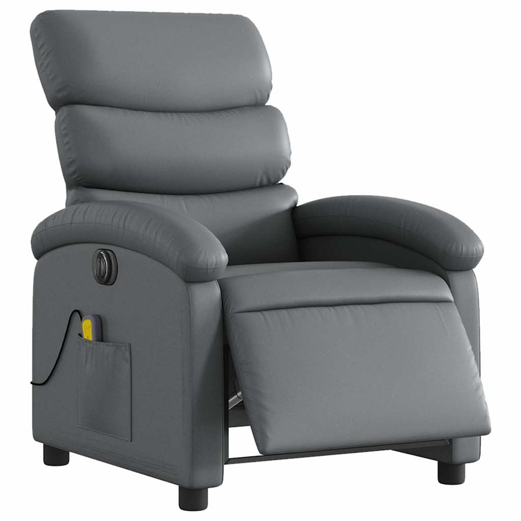 Vidaxl massagestoel verstelbaar elektrisch kunstleer grijs
