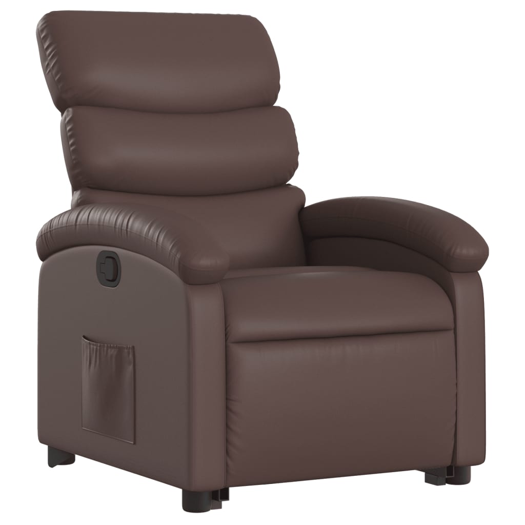 Vidaxl sta-op-fauteuil verstelbaar kunstleer bruin