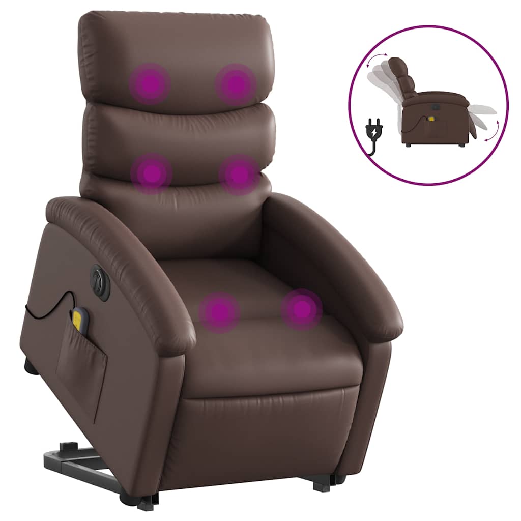 Vidaxl sta-op-massagestoel elektrisch kunstleer bruin