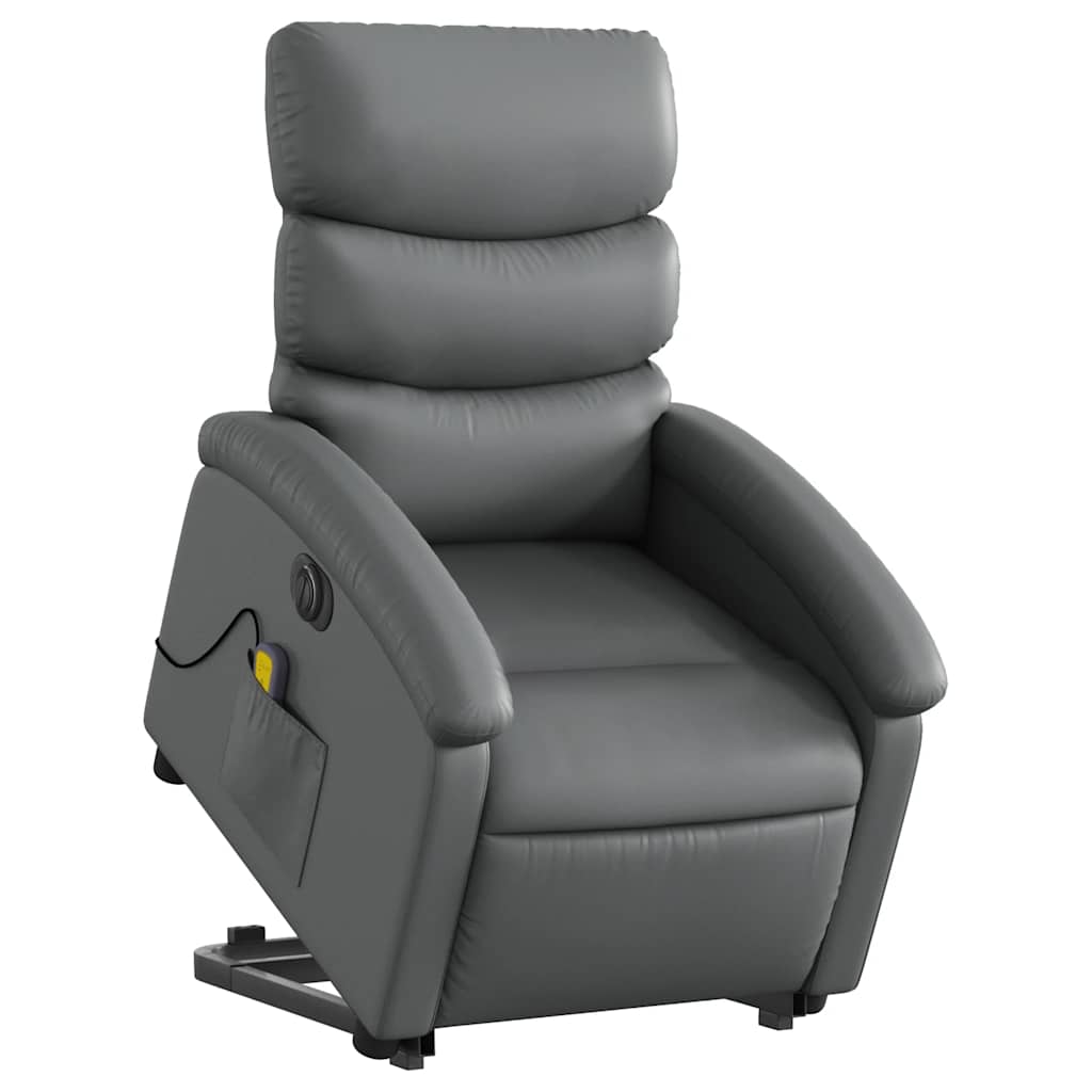 Vidaxl sta-op-massagestoel elektrisch kunstleer grijs