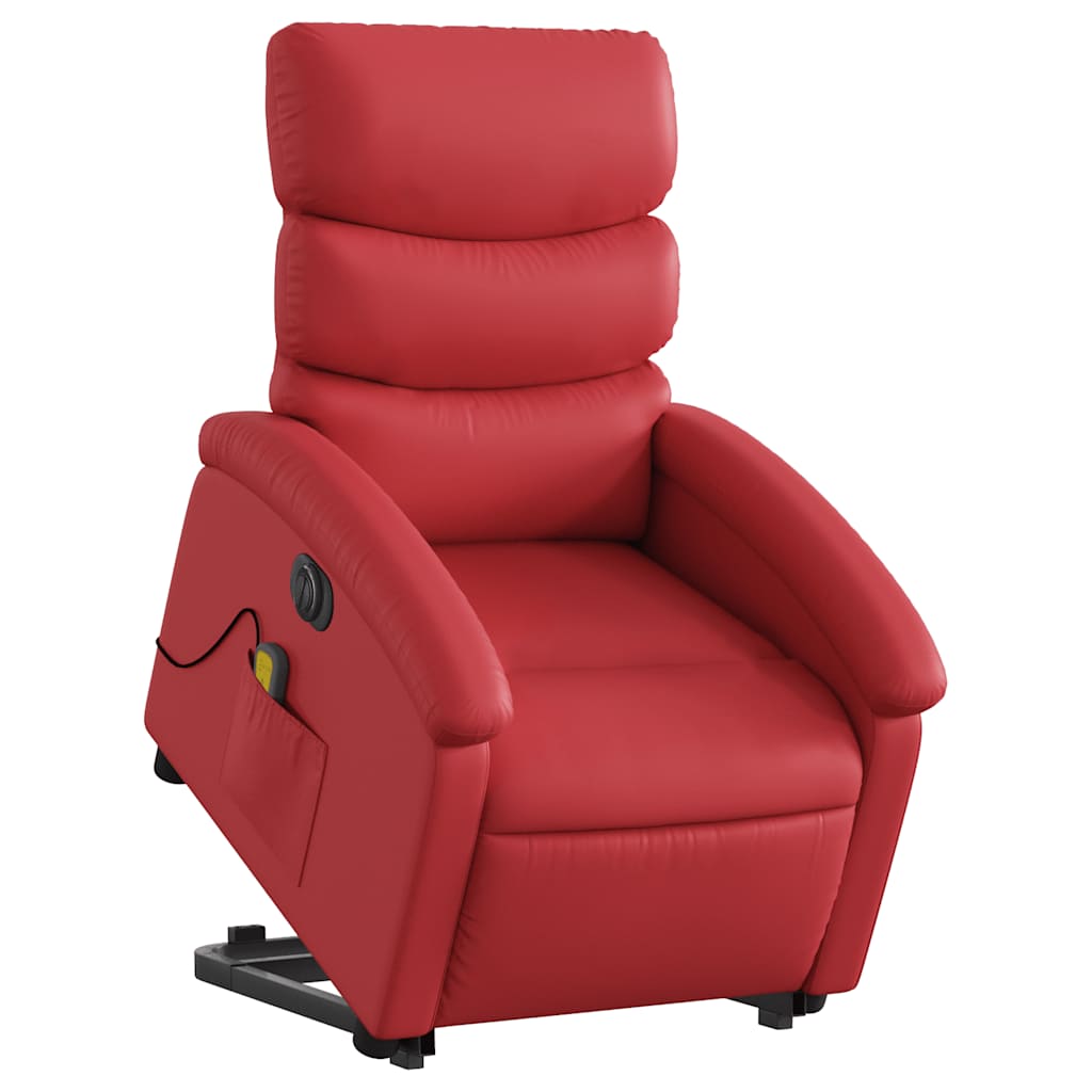 Vidaxl sta-op-massagestoel elektrisch kunstleer rood