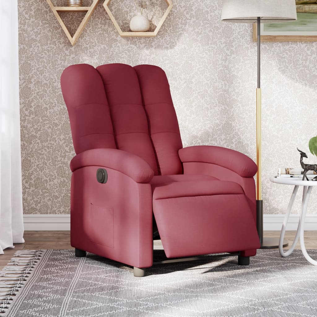 Vidaxl fauteuil verstelbaar elektrisch stof wijnrood