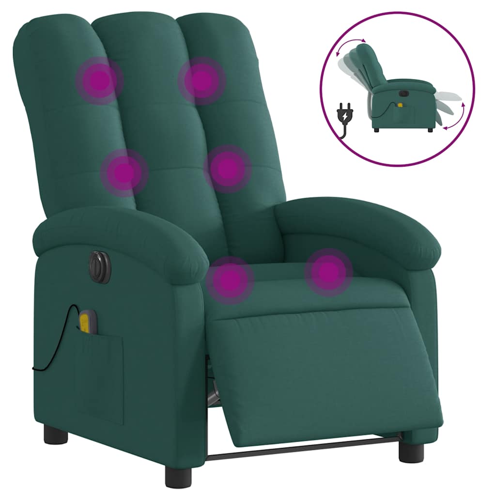 Vidaxl massagestoel elektrisch verstelbaar stof donkergroen