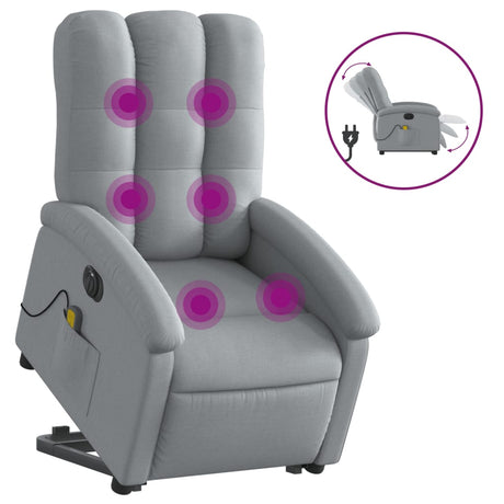 Vidaxl sta-op-massagestoel elektrisch verstelbaar stof lichtgrijs