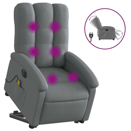 Vidaxl sta-op-massagestoel elektrisch verstelbaar stof donkergrijs