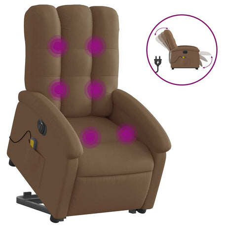 Vidaxl sta-op-massagestoel elektrisch verstelbaar stof bruin
