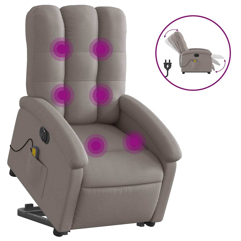 Vidaxl sta-op-massagestoel elektrisch verstelbaar stof taupe