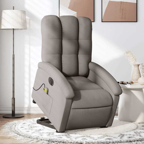 Vidaxl sta-op-massagestoel elektrisch verstelbaar stof taupe