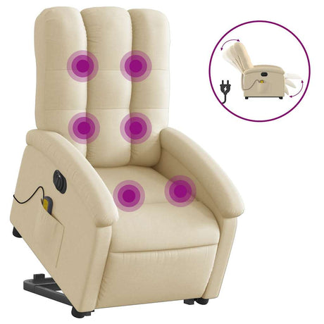 Vidaxl sta-op-massagestoel elektrisch verstelbaar stof crèmekleurig