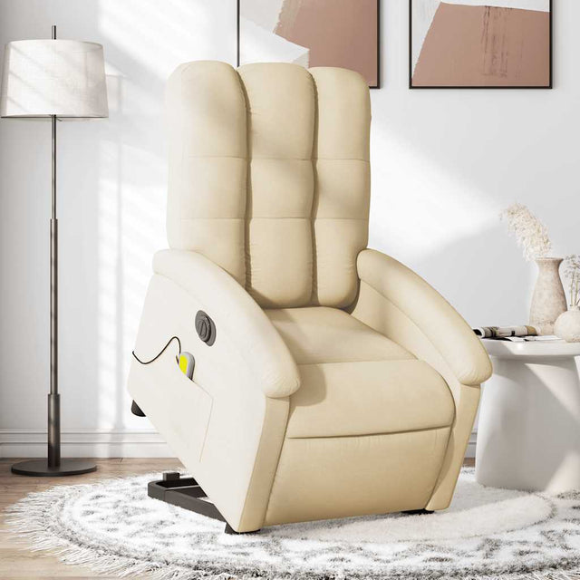 Vidaxl sta-op-massagestoel elektrisch verstelbaar stof crèmekleurig