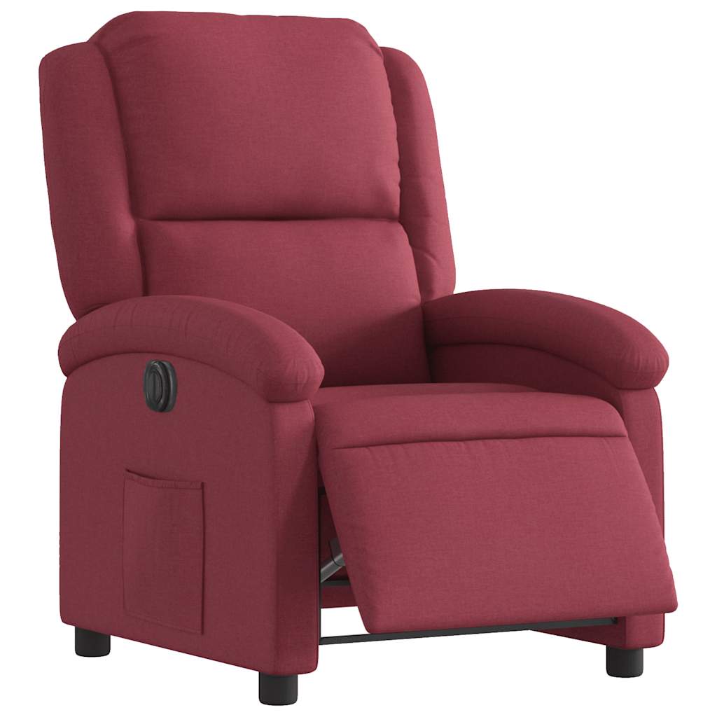 Vidaxl fauteuil verstelbaar elektrisch stof wijnrood