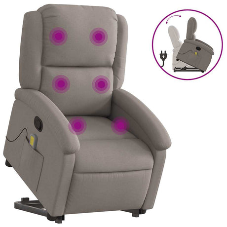 Vidaxl sta-op-massagestoel verstelbaar stof taupe