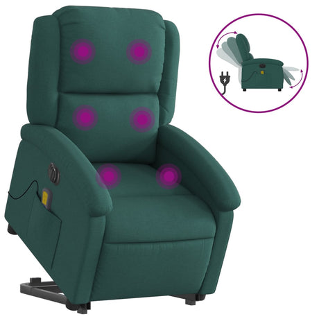 Vidaxl sta-op-massagestoel elektrisch verstelbaar stof donkergroen