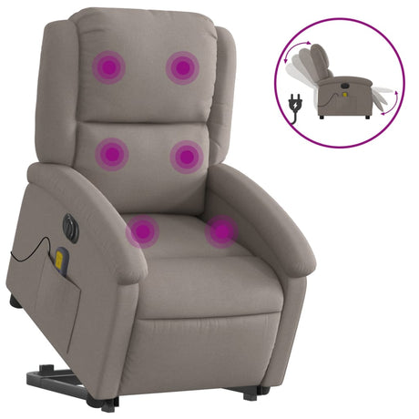 Vidaxl sta-op-massagestoel elektrisch verstelbaar stof taupe