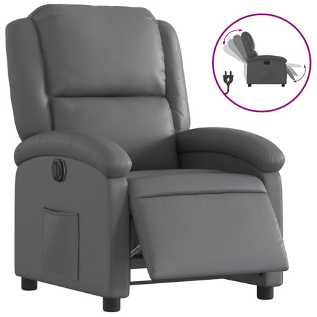 Vidaxl fauteuil verstelbaar elektrisch kunstleer grijs