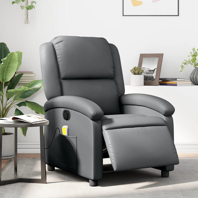 Vidaxl massagestoel verstelbaar elektrisch kunstleer grijs