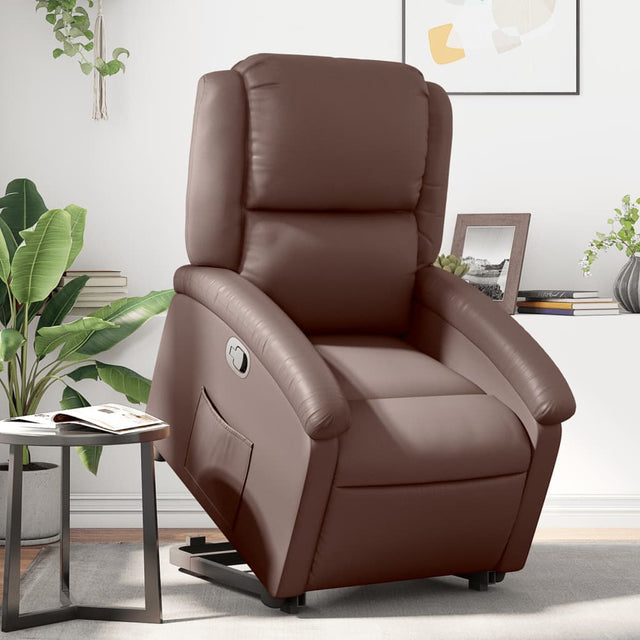 Vidaxl sta-op-fauteuil verstelbaar kunstleer bruin