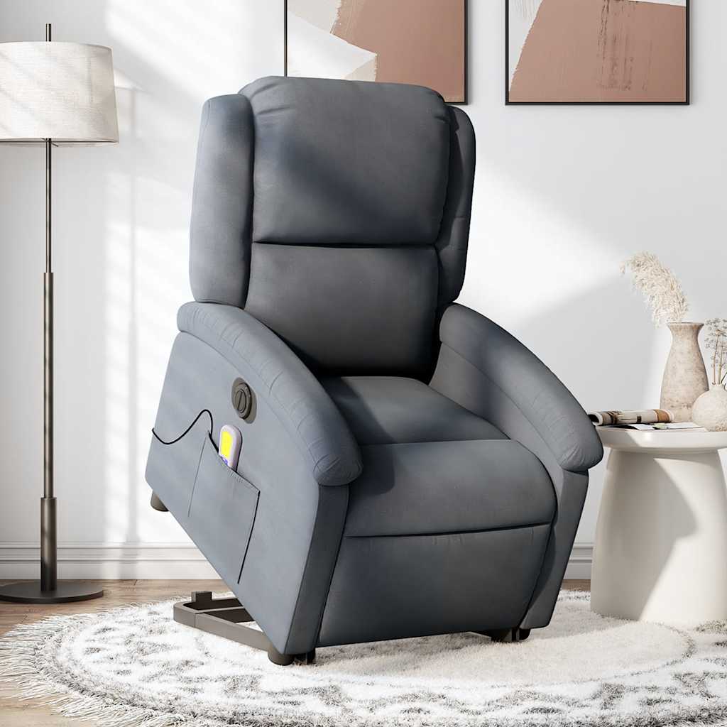 Vidaxl sta-op-massagestoel elektrisch verstelbaar fluweel donkergrijs