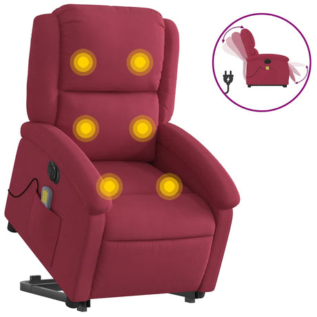 Vidaxl sta-op-massagestoel elektrisch verstelbaar fluweel wijnrood