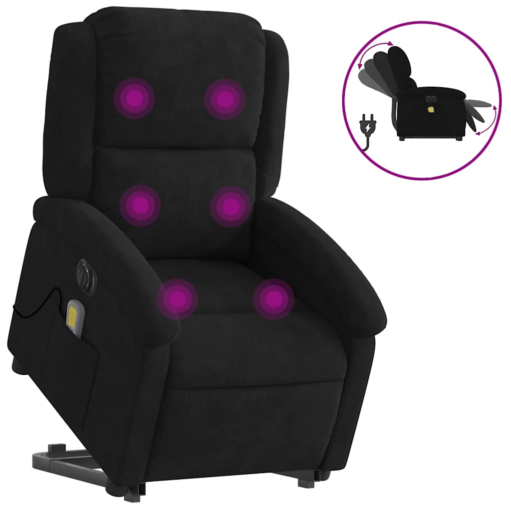 Vidaxl sta-op-massagestoel elektrisch verstelbaar fluweel zwart