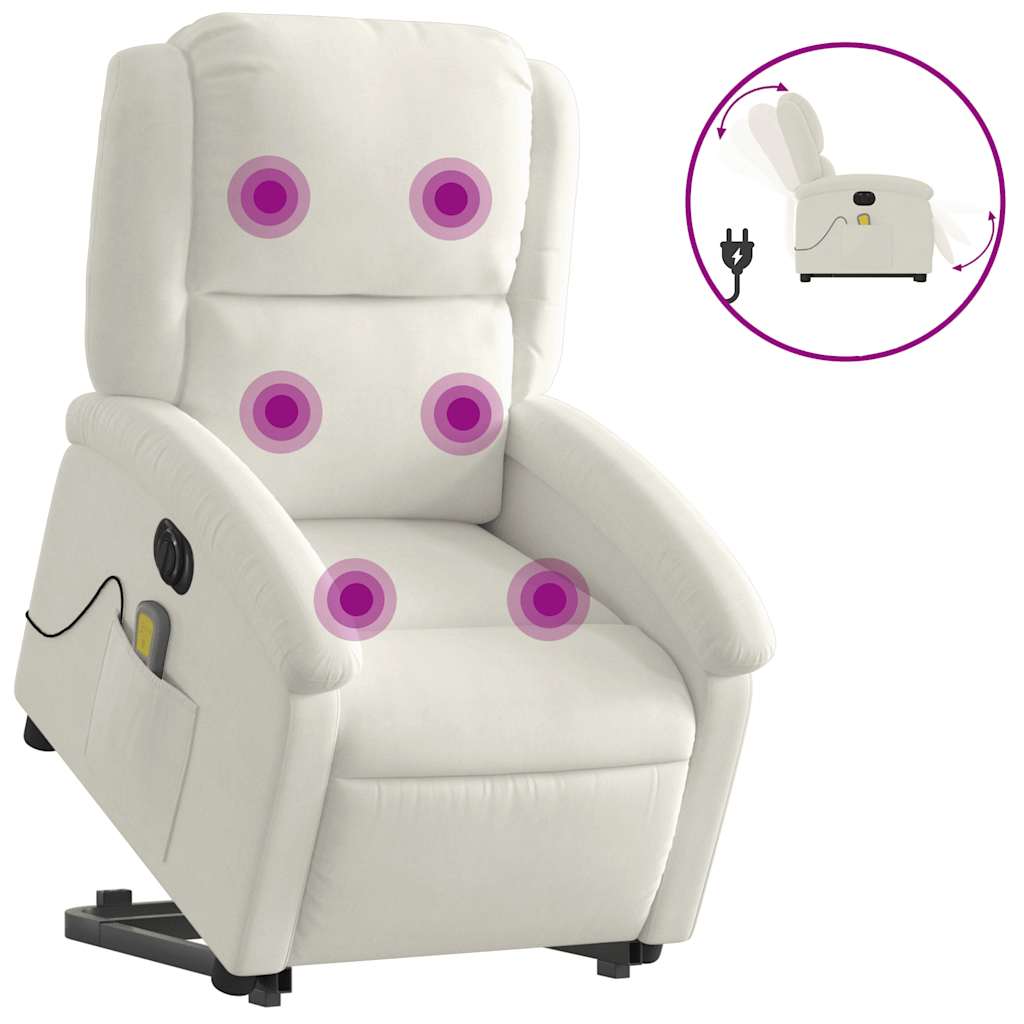 Vidaxl sta-op-massagestoel elektrisch verstelbaar fluweel crèmekleurig